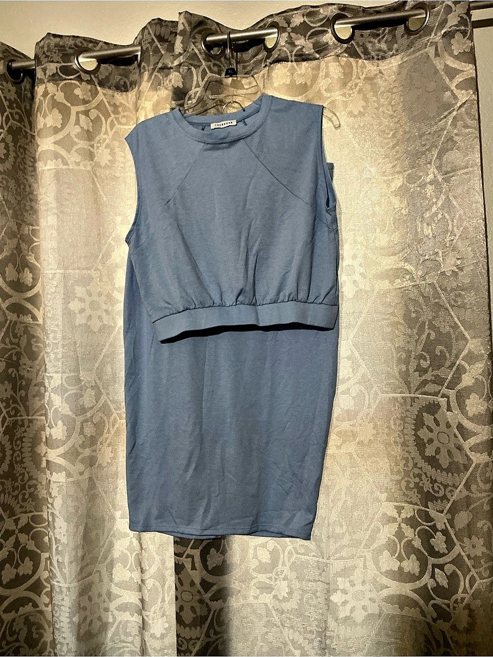 Themogan Sleeveless Crop Top and Midi Skirt Two-Piece Set Blue XL